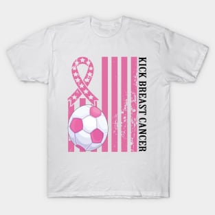 Kick Breast Cancer Awareness Soccer Pink Ribbon T-Shirt